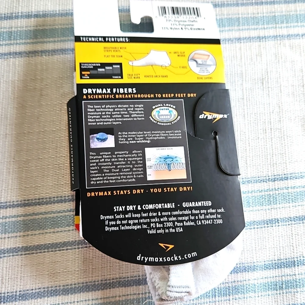 Drymax NWT Hyper Thin Running Socks -XL White